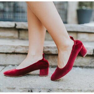 Everlane red velvet day heel